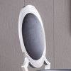 Leatherette Dining Chair with Oval Backrest Set of 2, Stainless Steel Legs