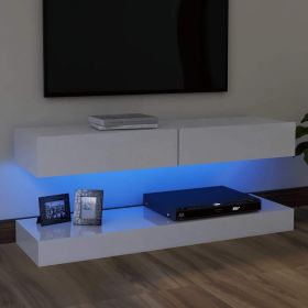 TV Cabinet with LED Lights High Gloss White 47.2"x13.8"