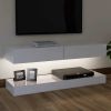 TV Cabinet with LED Lights High Gloss White 47.2"x13.8"