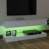 TV Cabinet with LED Lights High Gloss White 47.2"x13.8"