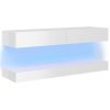 TV Cabinet with LED Lights High Gloss White 47.2"x13.8"